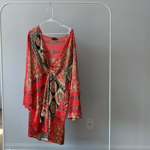 Pretty little thing 2x red black gold dress